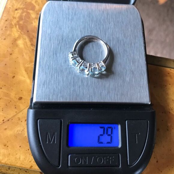 Natural Sky Blue Topaz Sterling Silver Ring Size 6 - Picture 6 of 8